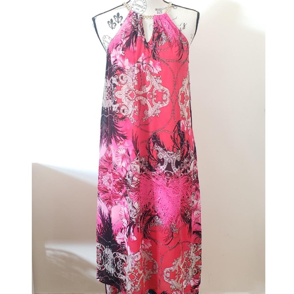 Red High-Low Midi Dress - Picture 3 of 6